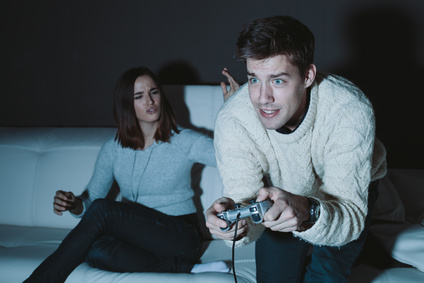 Young man playing a game